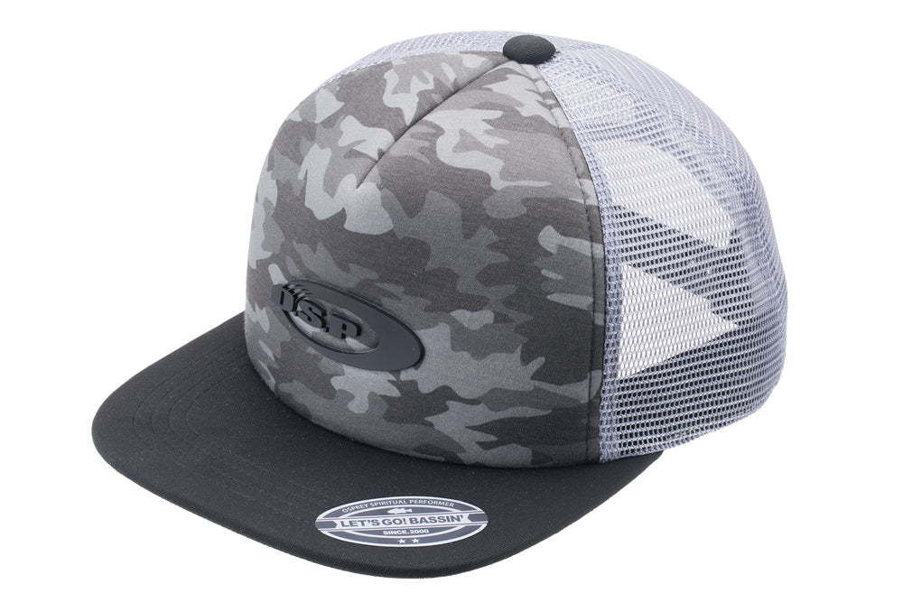 O.s.p Logo Mesh Flat Cap | Charcoal Camo